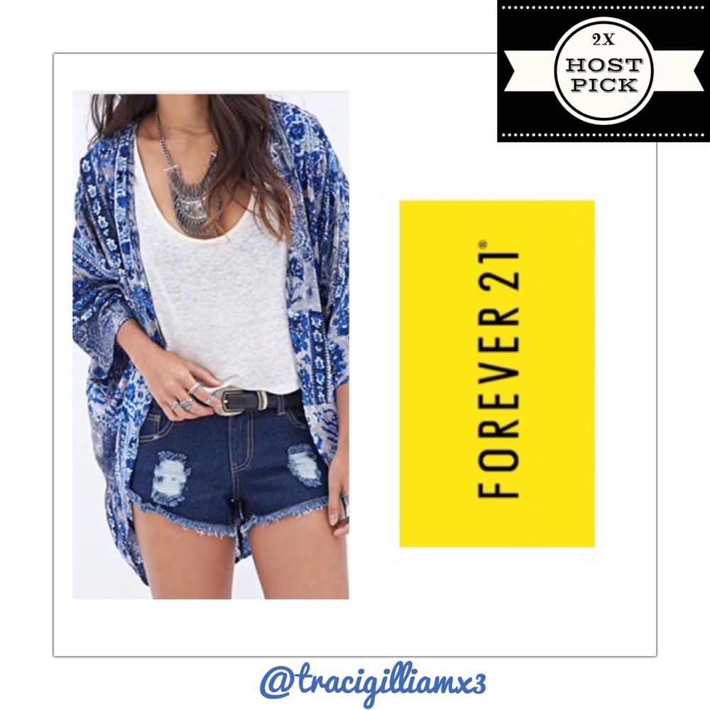 Forever 21 Distressed Dark Denim Shorts